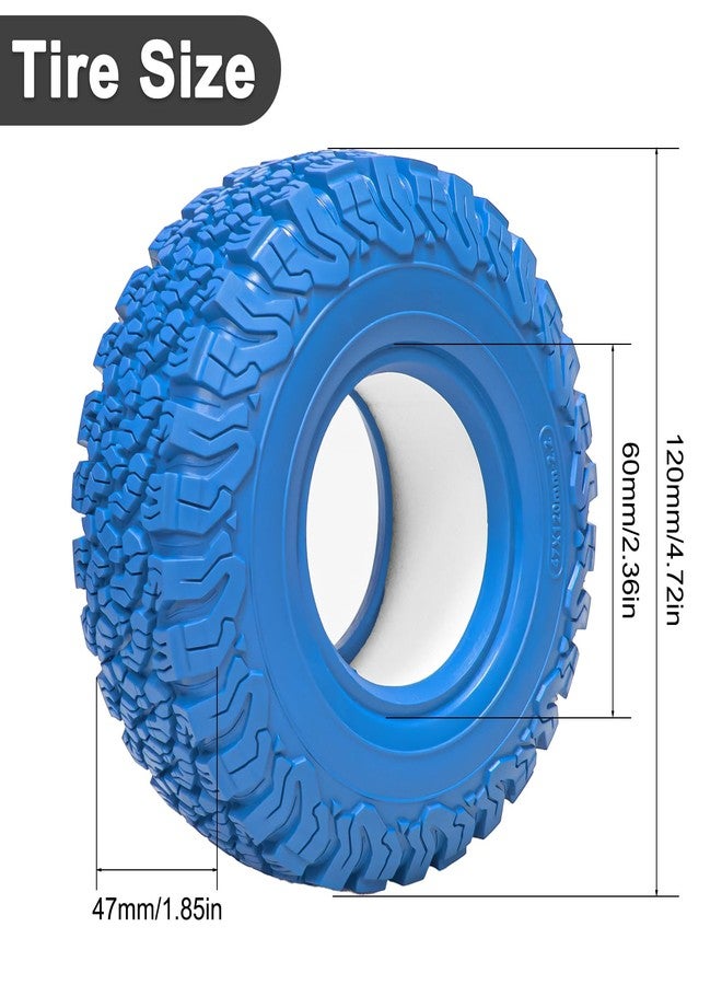 LRFHL 2.2 Crawler Tires Soft Rubber 2.2 Beadlock Wheels RC Colored Tires High Grip Compatible with 1/10 Axial SCX10 D90 Traxxas TRX4 RC Rock Crawler (4PCS, Blue) - Image 3